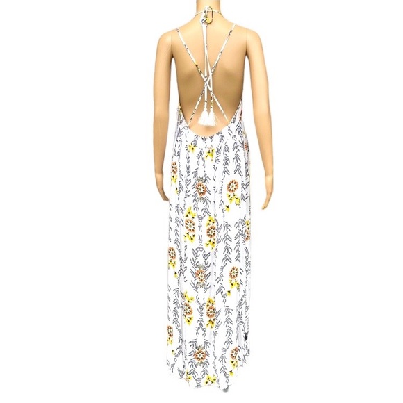 COCO + JAIMESON Havana Romance Halter Boho Maxi Floral V-Neck Dress size L - Picture 5 of 15
